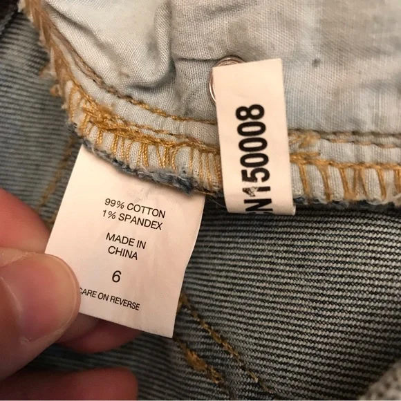 Soho Color Block Denim Skirt NEW Womens Size 6 Blue Distressed Raw Hem - Picture 9 of 13